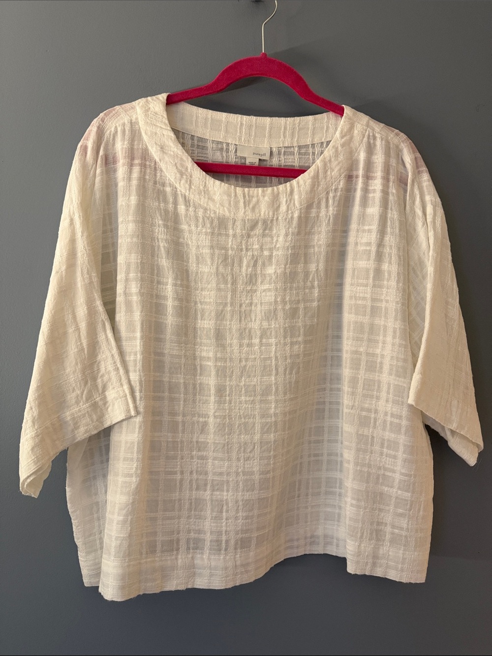 Pure jill Lightweight White Textured Women’s Top 100% Cotton Like New